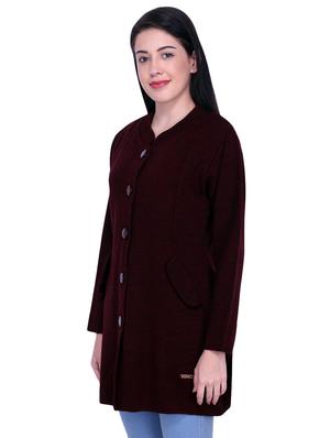 mandarin neck solid cardigan - 16767855 - Standard Image - 2