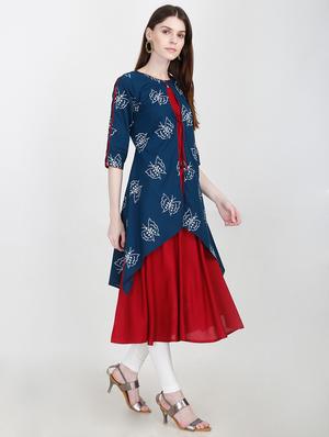 printed layered kurta - 16768564 - Standard Image - 2