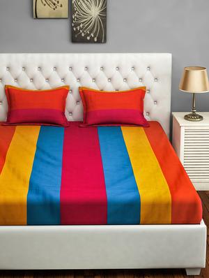 cotton double bed sheet with 2 pillow cover - 16769111 - Standard Image - 2