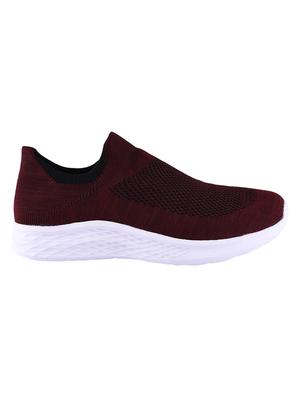 maroon fabric slipon sport shoes - 16770411 - Standard Image - 2