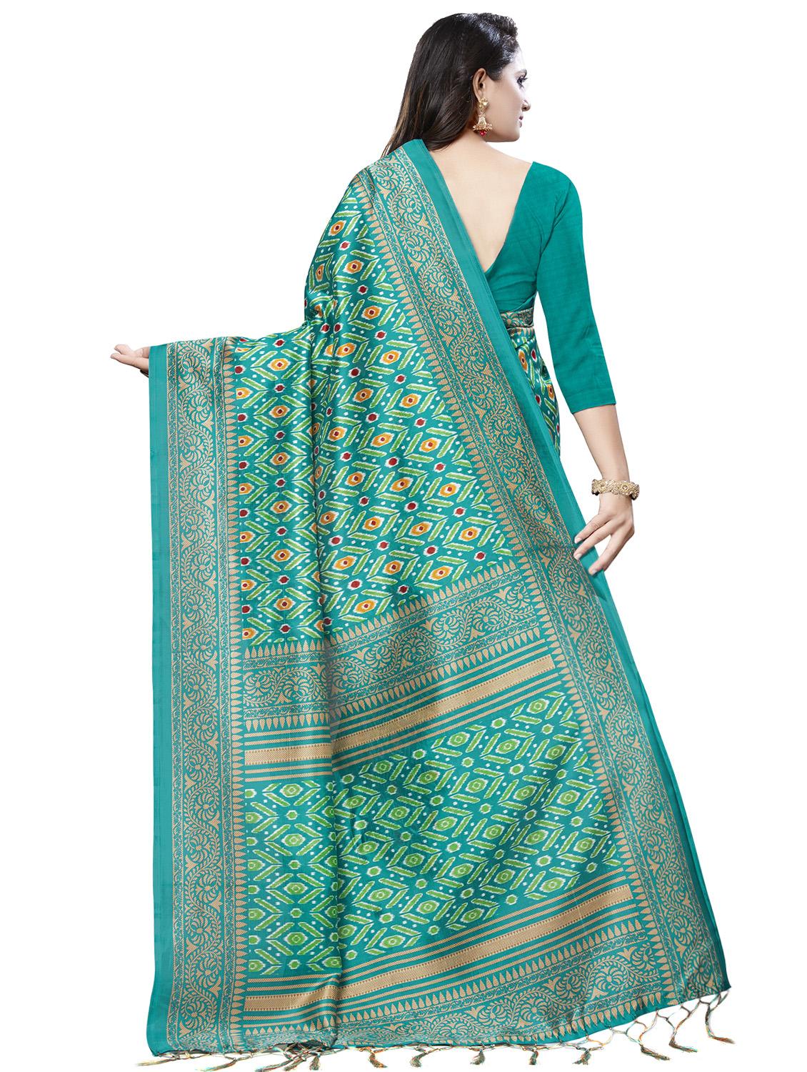 ikat print saree with blouse - 16770879 - Zoom Image - 2
