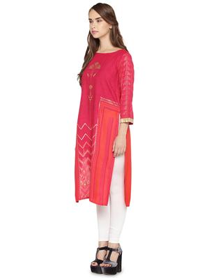 fuchsia straight kurta - 16770919 - Standard Image - 2