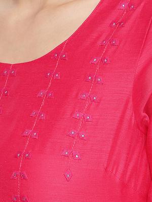 fuchsia solid straight kurta - 16771059 - Standard Image - 5