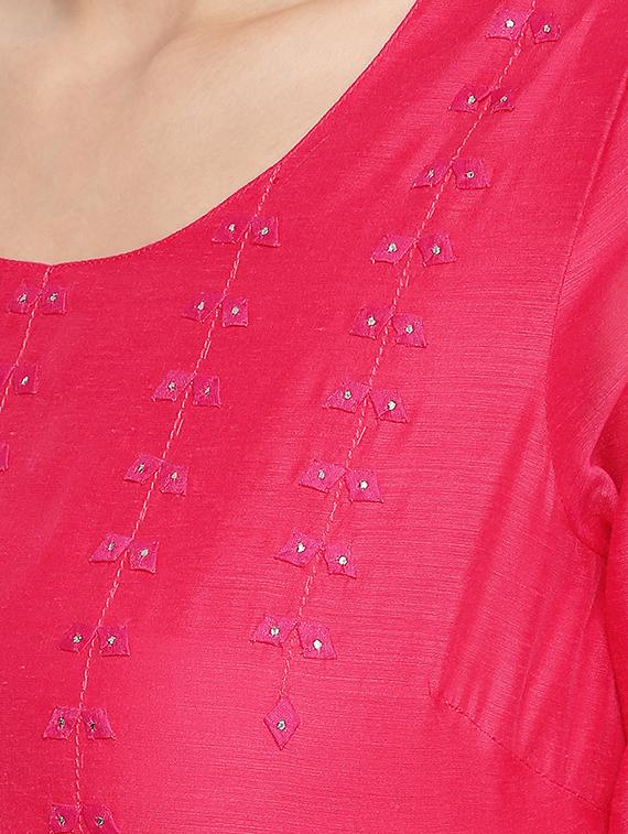 fuchsia solid straight kurta - 16771059 - Zoom Image - 5