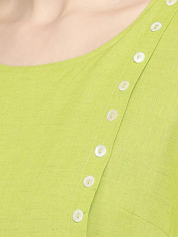 olive solid layered kurta - 16771060 - Zoom Image - 5