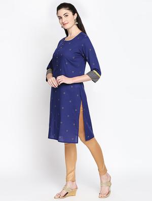 gold print straight kurta - 16771062 - Standard Image - 2