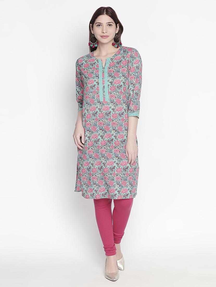 floral straight kurta - 16771064 - Zoom Image - 2