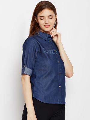 roll up sleeved denim shirt - 16771646 - Standard Image - 2