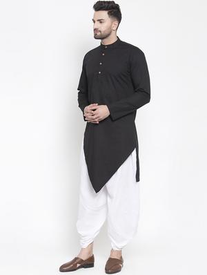 black solid asymmetric kurta - 16771782 - Standard Image - 2