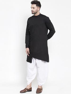 black solid asymmetric kurta - 16771792 - Standard Image - 2