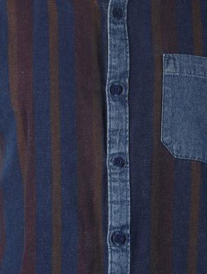 blue striped denim casual shirt - 16771800 - Standard Image - 5