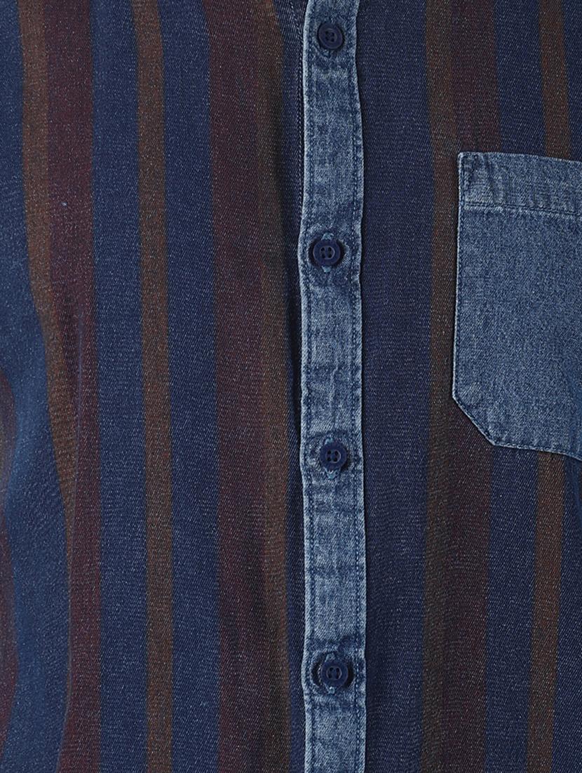 blue striped denim casual shirt - 16771800 - Zoom Image - 5