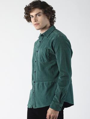 green solid casual shirt - 16771827 - Standard Image - 2