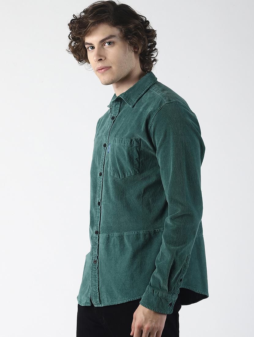 green solid casual shirt - 16771827 - Zoom Image - 2