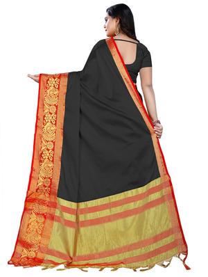 solid bordered saree with blouse - 16771886 - Standard Image - 2