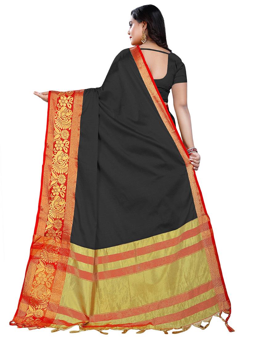 solid bordered saree with blouse - 16771886 - Zoom Image - 2