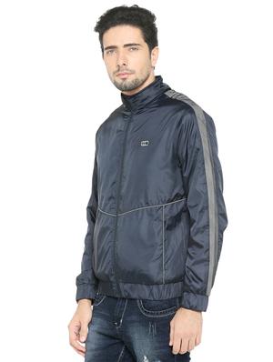 blue solid casual jacket - 16772350 - Standard Image - 2