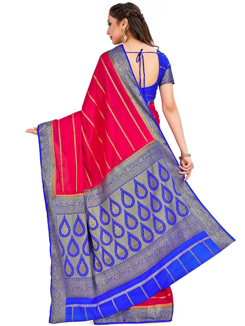 striped mysore silk saree with blouse - 16772986 - Zoom Image - 2