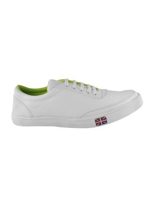 white leatherette lace up sneakers - 16773148 - Standard Image - 2