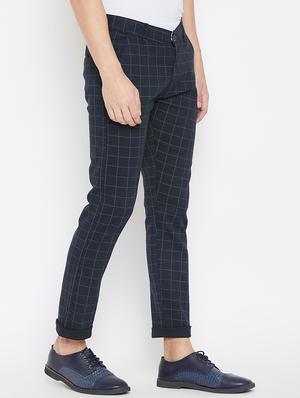 navy blue checkered chinos - 16773761 - Standard Image - 2