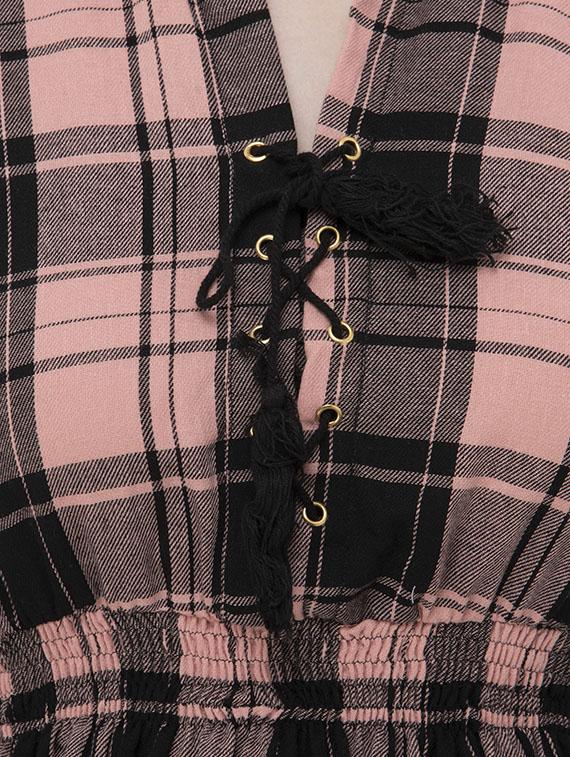 mandarin neck checkered top - 16773833 - Zoom Image - 5