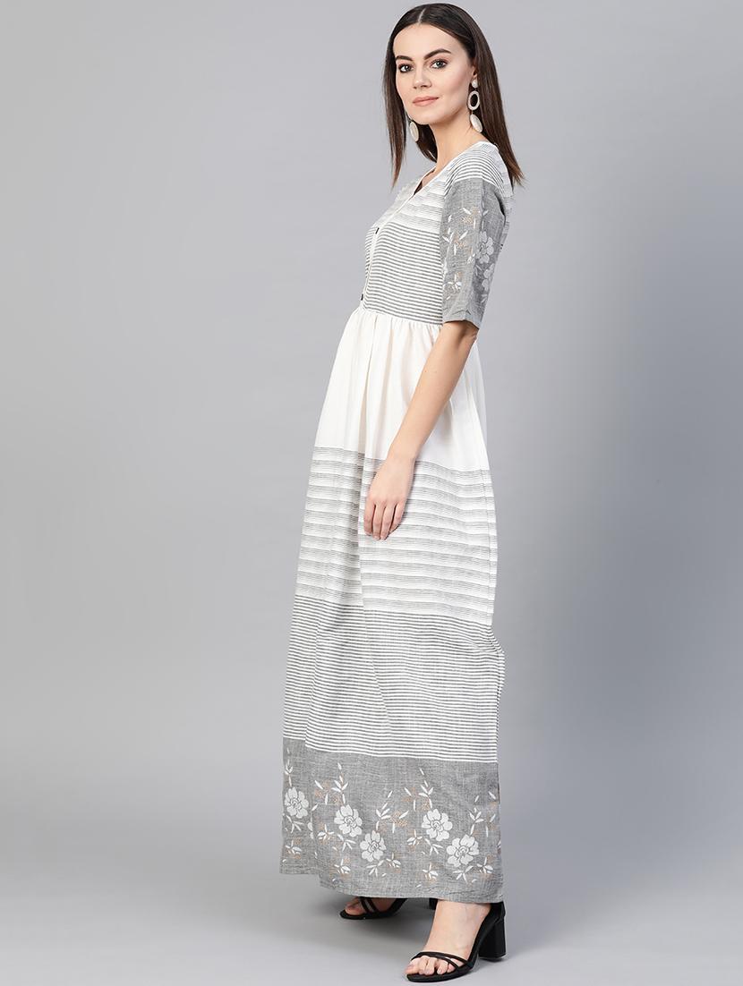 round neck striped maxi dress - 16773871 - Zoom Image - 2