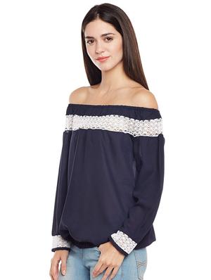 lace detail off shoulder top - 16774127 - Standard Image - 2