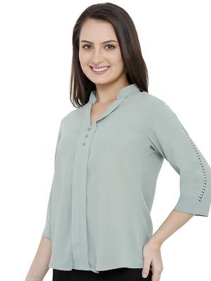 mandarin neck solid top - 16774168 - Standard Image - 2