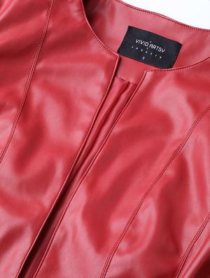 round neck leather jacket - 16774797 - Standard Image - 5