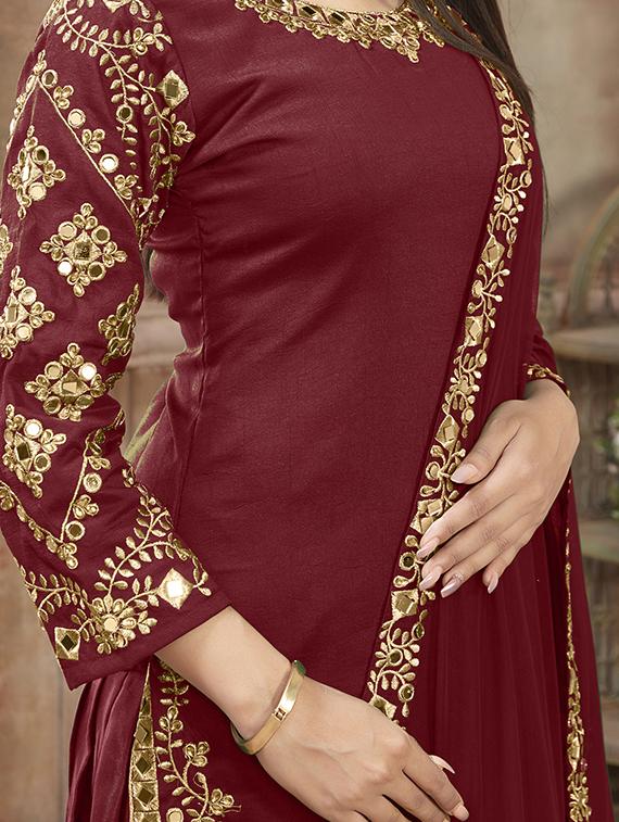 embroidered patiyala suits semi-stitched suit - 16775104 - Zoom Image - 2