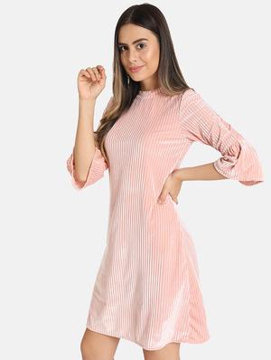 bell sleeved striped a-line dress - 16775279 - Standard Image - 2