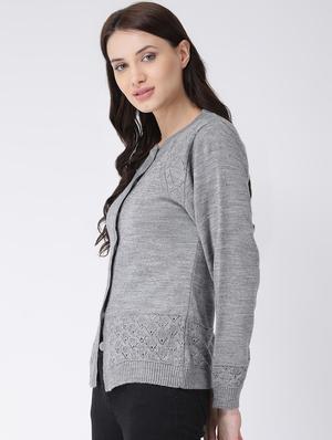 crew neck long sleeved cardigan - 16775392 - Standard Image - 2