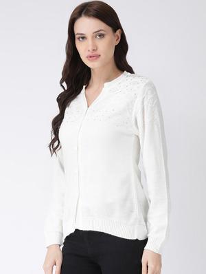 long sleeved embellished wool cardigan - 16775396 - Standard Image - 2