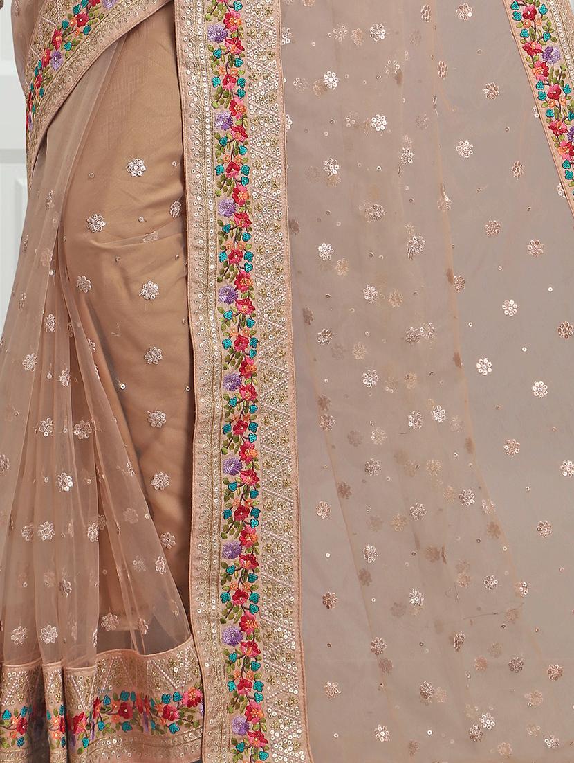 embroidered bordered saree with blouse - 16777028 - Zoom Image - 2
