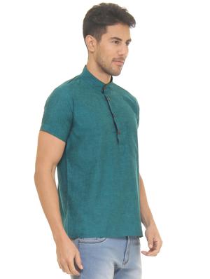 green solid short kurta - 16777489 - Standard Image - 2
