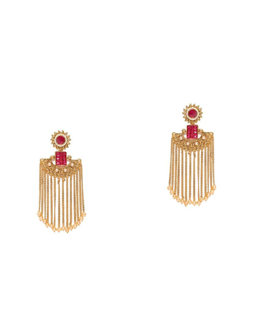 pink metal drop earring - 16780242 - Zoom Image - 2