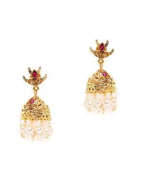 pink metal jhumka earring - 16780313 - Standard Image - 2
