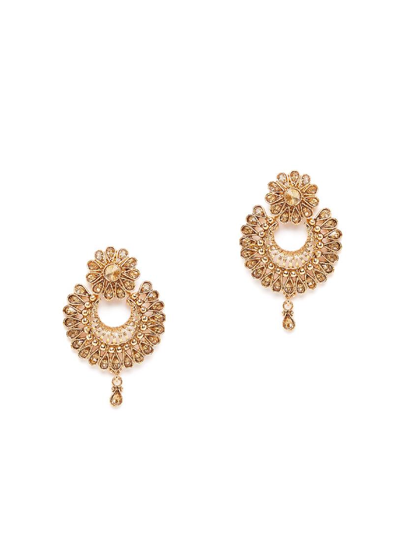 gold metal chandballi earring - 16780324 - Zoom Image - 2
