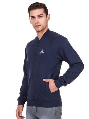 navy blue solid casual jacket - 16780460 - Standard Image - 2