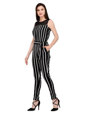 lace detail striped full leg jumpsuit - 16780546 - Standard Image - 2