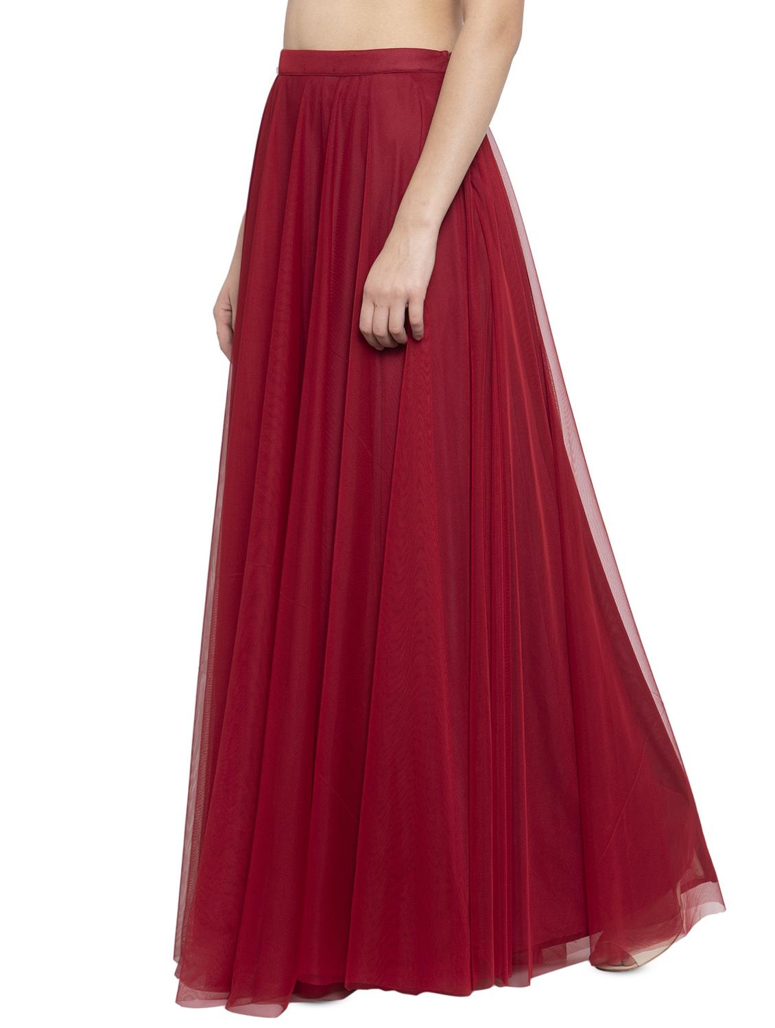 high rise solid net a-line skirt - 16780839 - Zoom Image - 2