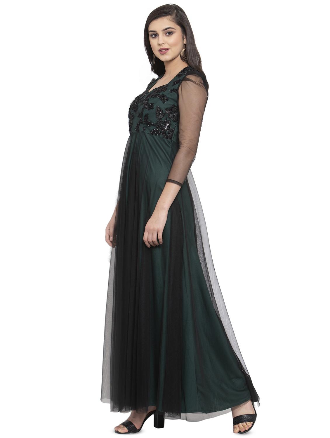 puff sleeved embellished maxi dress - 16780847 - Zoom Image - 2