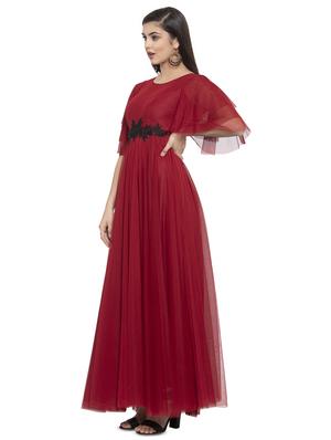 bell sleeved contrast applique maxi dress - 16780848 - Standard Image - 2