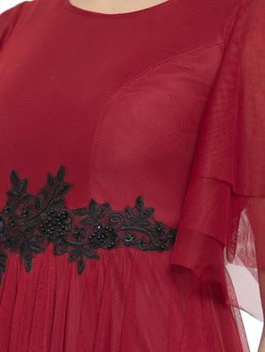 bell sleeved contrast applique maxi dress - 16780848 - Standard Image - 5