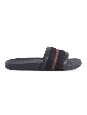 black leatherette slip on flip flops - 16781063 - Standard Image - 2