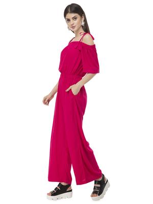 tie knot shoulder solid full leg jumpsuit - 16781090 - Standard Image - 2