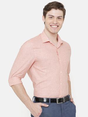 orange linen checkered formal shirt - 16781150 - Standard Image - 2