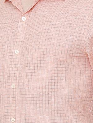 orange linen checkered formal shirt - 16781150 - Standard Image - 5