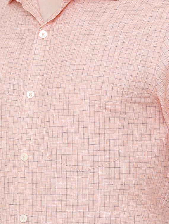 orange linen checkered formal shirt - 16781150 - Zoom Image - 5