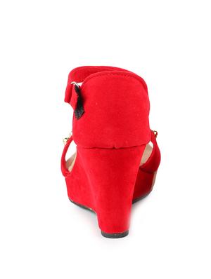 red closed back wedges - 16782290 - Standard Image - 5